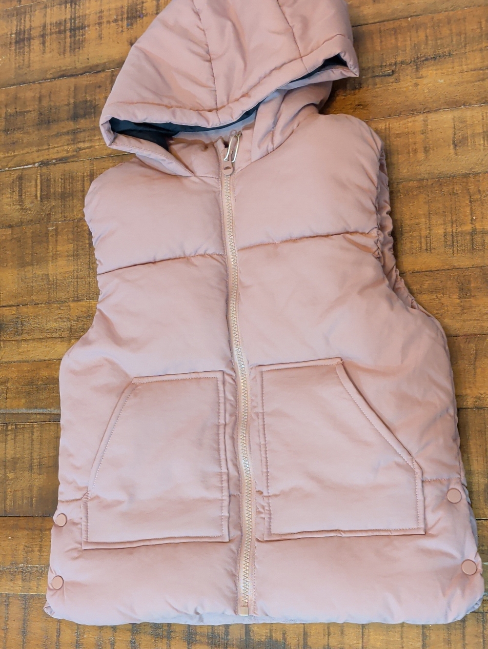 Zara Girls Hooded Puffer Vest - Light Pink Mauve, 4-5yrs NWOT